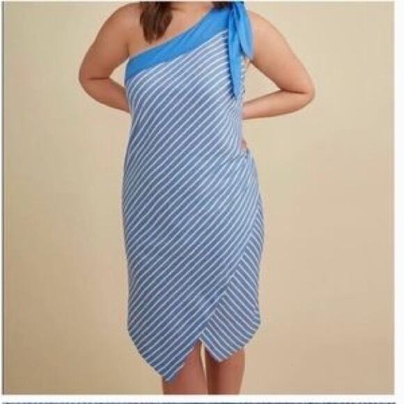Glamour X Lane Bryant | One Shoulder Striped Dress - Picture 2 of 10